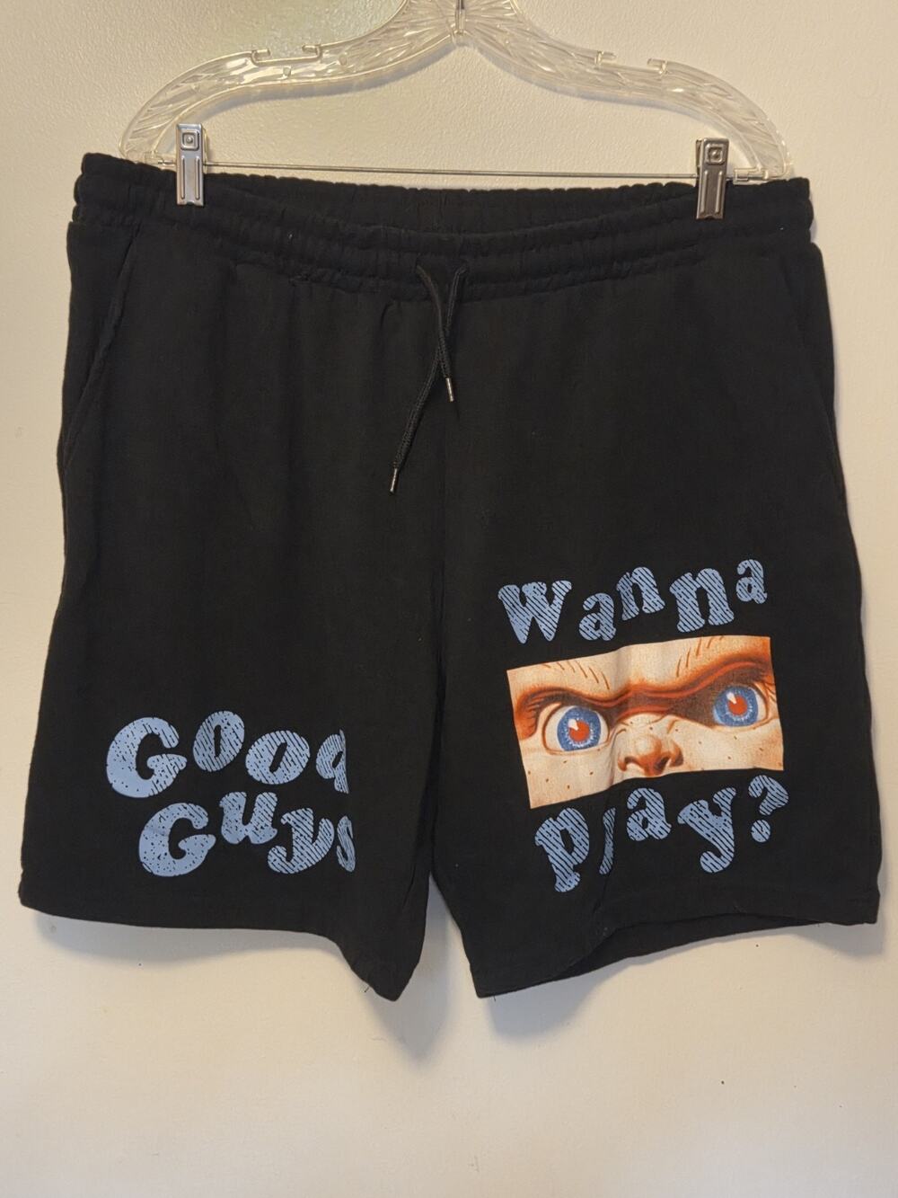 Chucky Sweat Shorts Mens XL Black Wanna Play Good Guys Casual Men